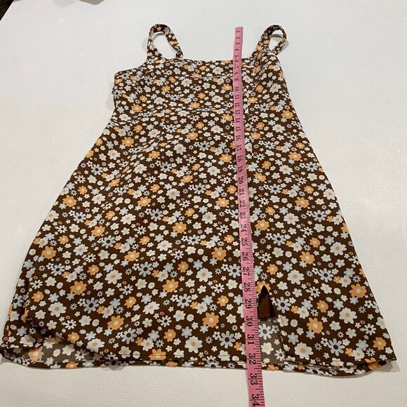 Hollister Brown Floral Mini Dress Y2K Cottagecore Sleeveless Size M - Picture 5 of 8